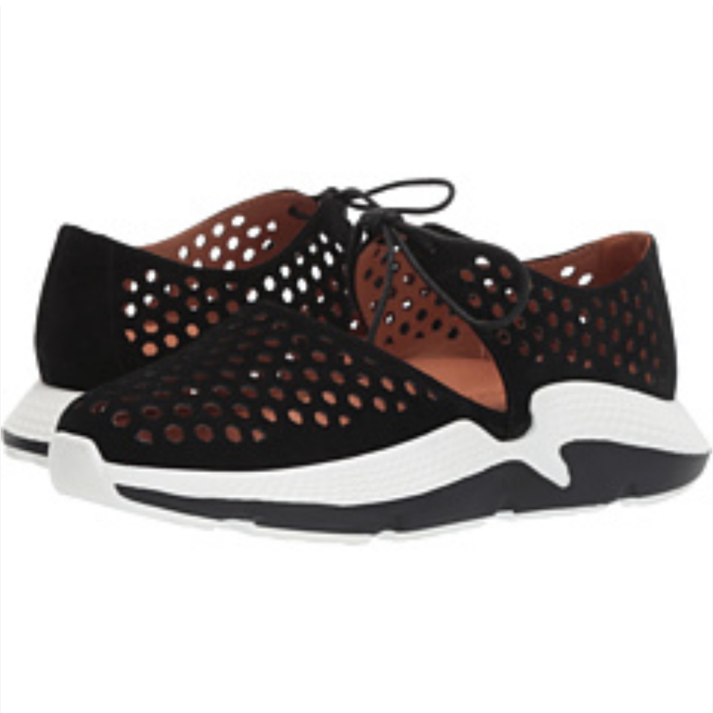 L'Amour Des Pieds Himar Kid Suede Sneaker, Black And White, Women's Size 9.5